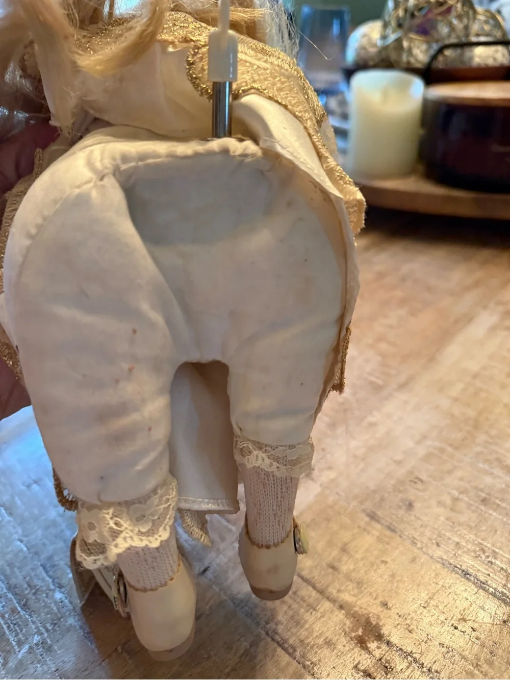Porcelain Music Box Doll in Cream Lace Dress - Name Debbie (collectible)